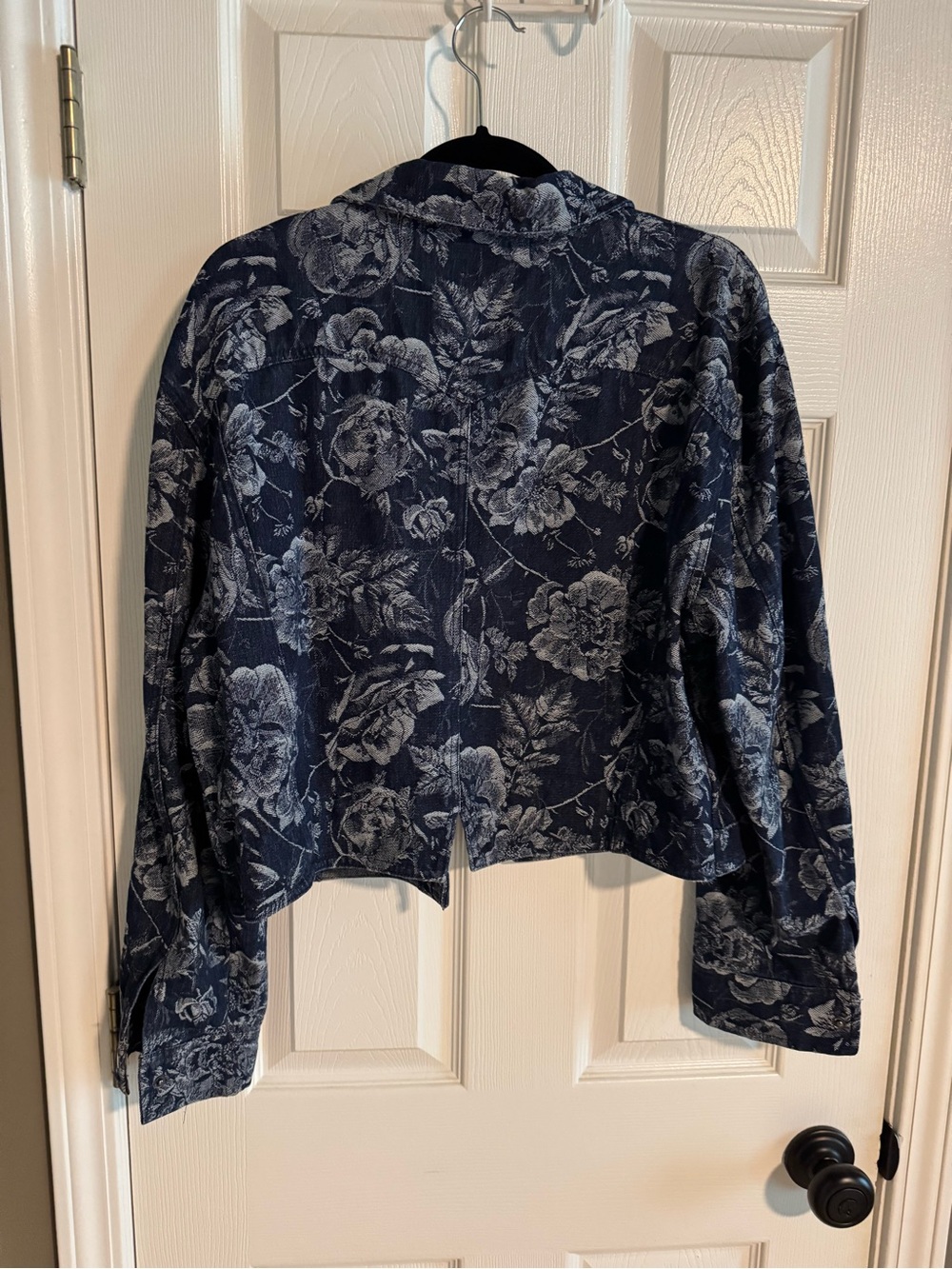 Flying Tomato Navy Floral Cropped Denim Jacket - Picture 2 of 3